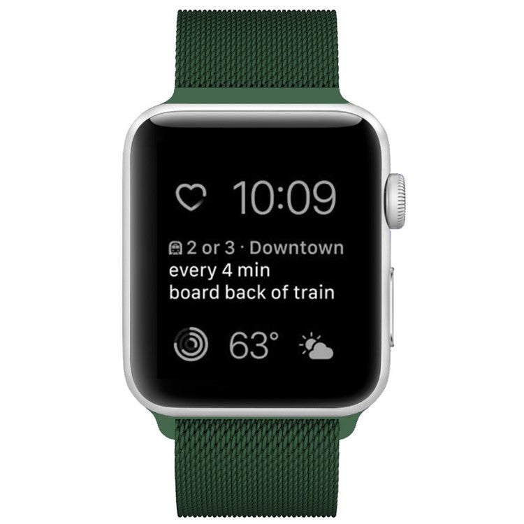 JLT Adjustable Milanese Stainless Steel Watch Band Strap Replacement for Apple Watch Ultra 49mm / Ultra 2 49mm / Series 9 45mm / SE (2023) 44mm / Series 8 / 7 45mm / Series 6 / 5 / 4 / SE / SE (2022) 44m / Series 3 / 2 / 1 42mm - Green