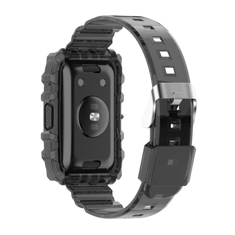 Transparent TPU Integrated Smart Watch Band Wrist Strap Frame for Huawei Watch Fit / Fit 2 / Fit New, One Size - Black