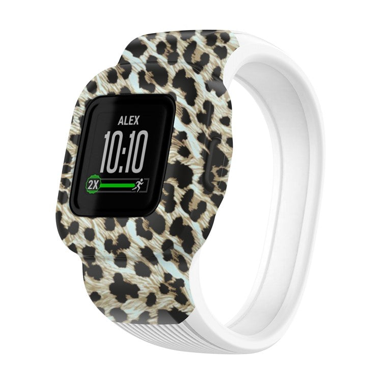Silicone Pattern Printing Replacement Watch Band Strap for Garmin Vivofit jr 3, Size: L - Brown Leopard