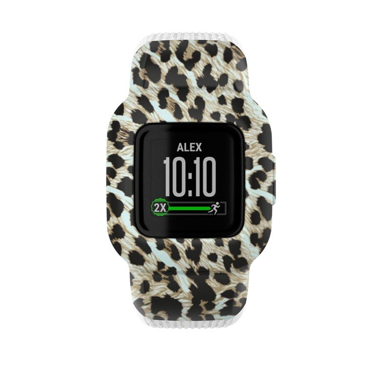 Silicone Pattern Printing Replacement Watch Band Strap for Garmin Vivofit jr 3, Size: L - Brown Leopard