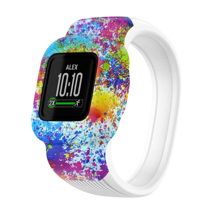 Silicone Pattern Printing Replacement Watch Band Strap for Garmin Vivofit jr 3, Size: L - Color Painted