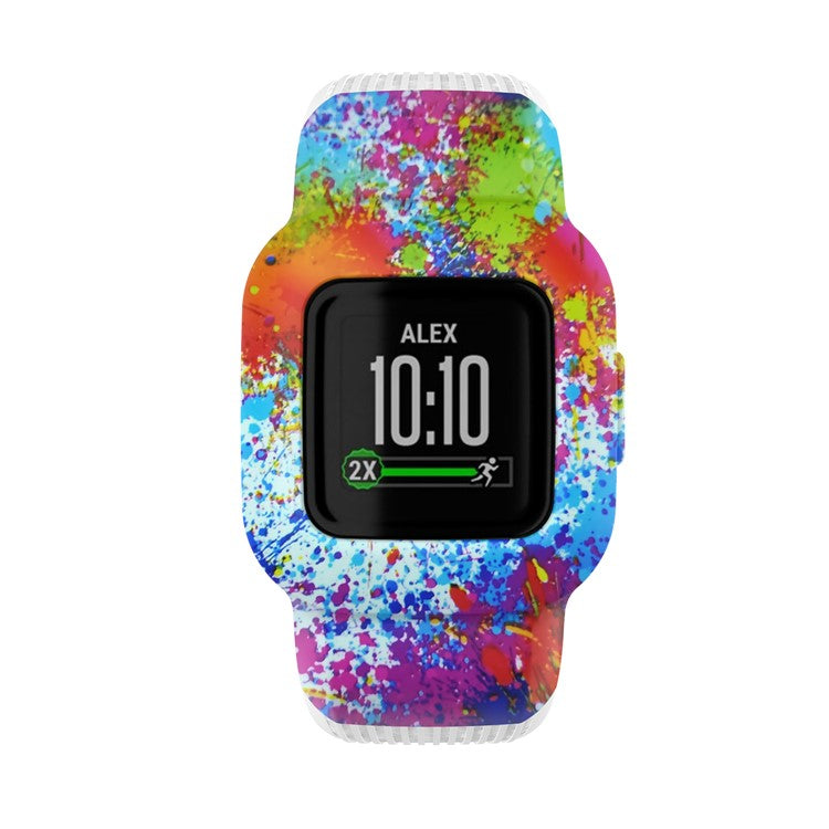 Silicone Pattern Printing Replacement Watch Band Strap for Garmin Vivofit jr 3, Size: L - Color Painted