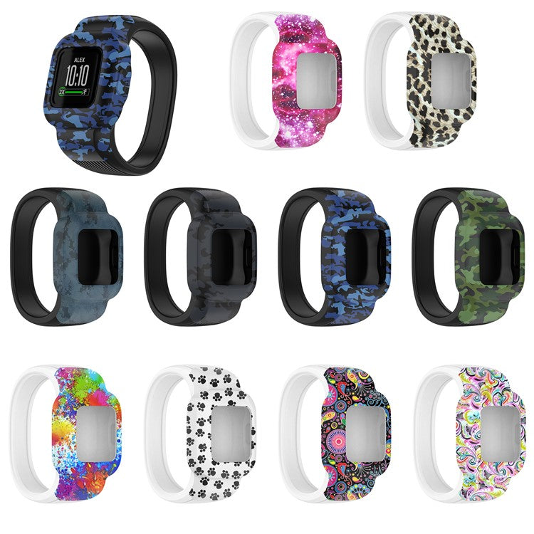 Silicone Pattern Printing Replacement Watch Band Strap for Garmin Vivofit jr 3, Size: L - Camouflage Green