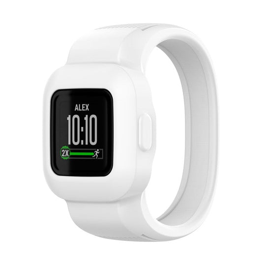 Solid Color Replacement Silicone Watch Band Wrist Strap for Garmin Vivofit jr 3, Size: S - White