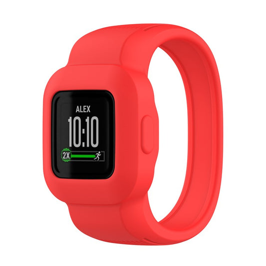 Solid Color Silicone Replacement Watch Band Strap for Garmin Vivofit jr 3, Size: L - Red