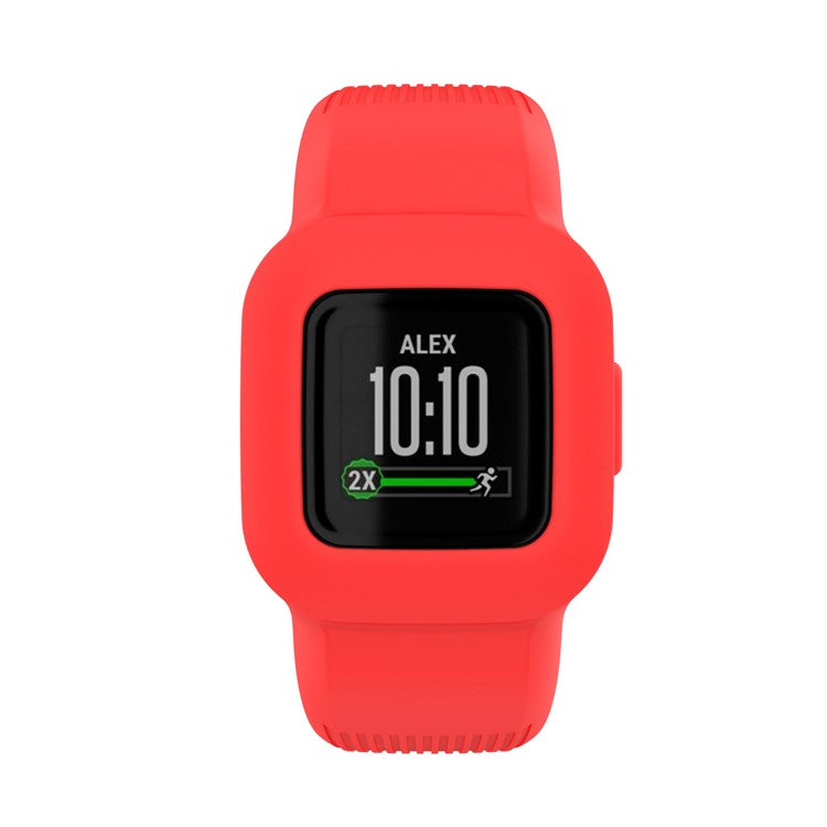 Solid Color Silicone Replacement Watch Band Strap for Garmin Vivofit jr 3, Size: L - Red