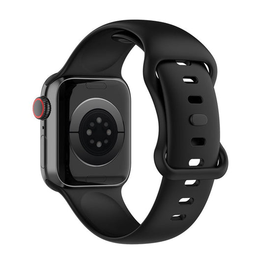 Solid Color Replacement Silicone Wrist Band Watch Strap for Apple Watch Series 10 46mm / Ultra 2 Ultra 49mm / 9 8 7 45mm / SE (2023) SE (2022) SE 6 5 4 44mm / 3 2 1 42mm, Size: S - Black