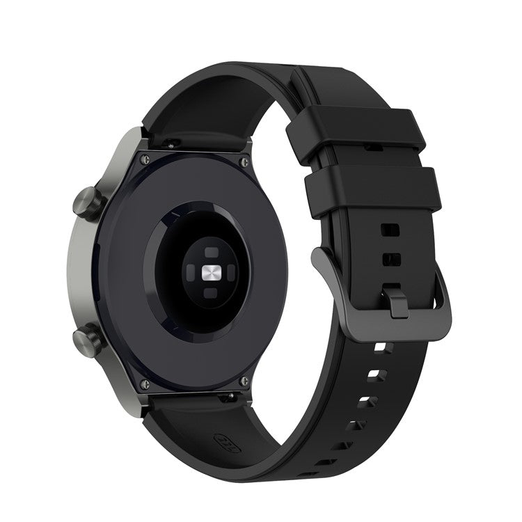 22mm Plain Silicone Watch Band Strap Replacement for Huawei Watch 3/Watch 3 Pro - Black