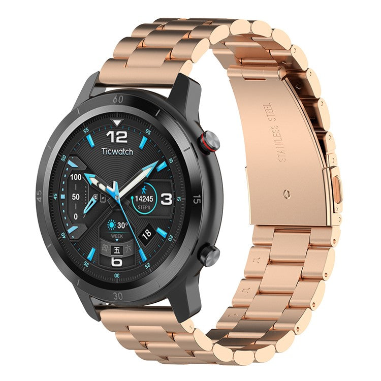 Three Beads Stainless Steel Watch Strap Replacement Band 22mm for Huawei Watch 3/Watch 3 Pro - Rose Gold