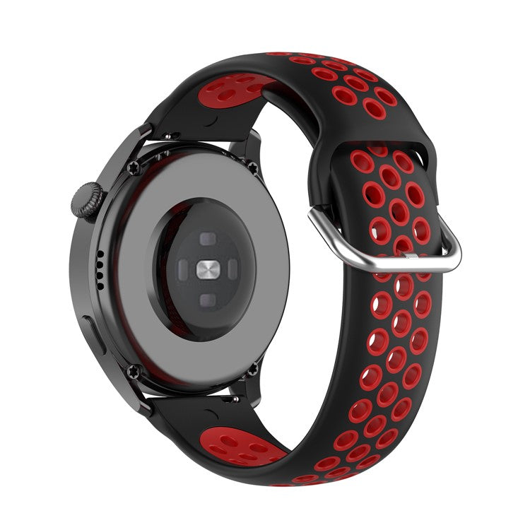 Dual Color Metal Buckle Adjustable Silicone Watch Band Strap 22mm for Huawei Watch 3/Watch 3 Pro - Black/Red