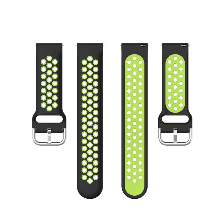 Dual Color Metal Buckle Adjustable Silicone Watch Band Strap 22mm for Huawei Watch 3/Watch 3 Pro - Black/Lime