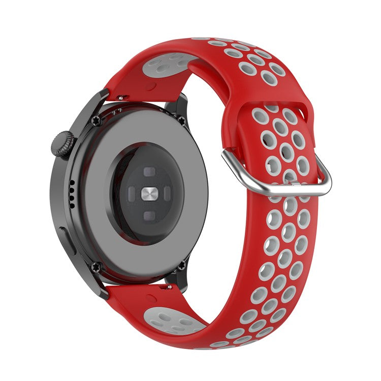 Dual Color Metal Buckle Adjustable Silicone Watch Band Strap 22mm for Huawei Watch 3/Watch 3 Pro - Red/Grey