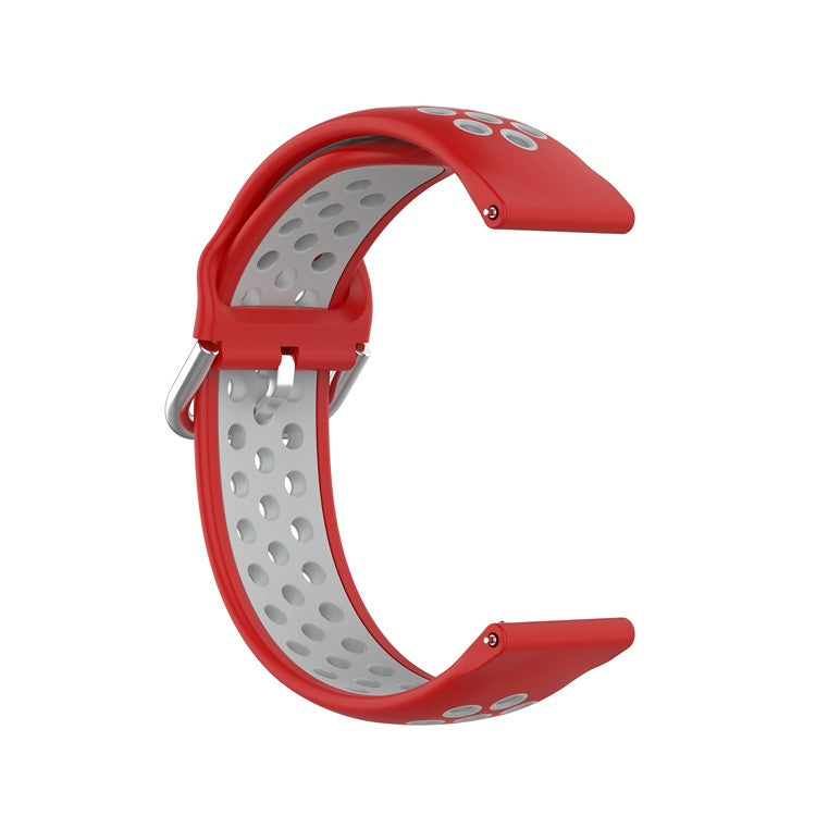 Dual Color Metal Buckle Adjustable Silicone Watch Band Strap 22mm for Huawei Watch 3/Watch 3 Pro - Red/Grey