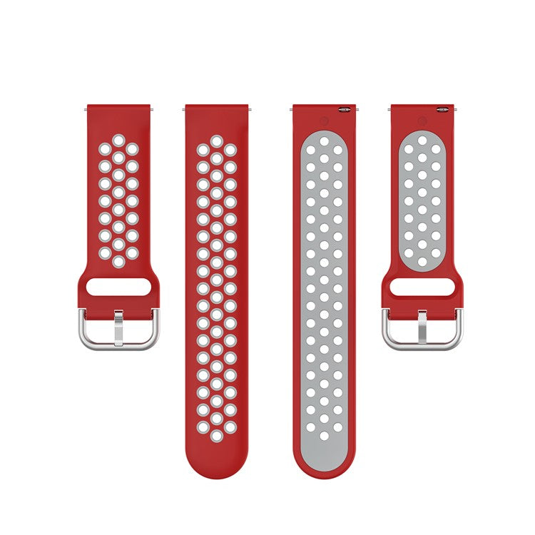 Dual Color Metal Buckle Adjustable Silicone Watch Band Strap 22mm for Huawei Watch 3/Watch 3 Pro - Red/Grey