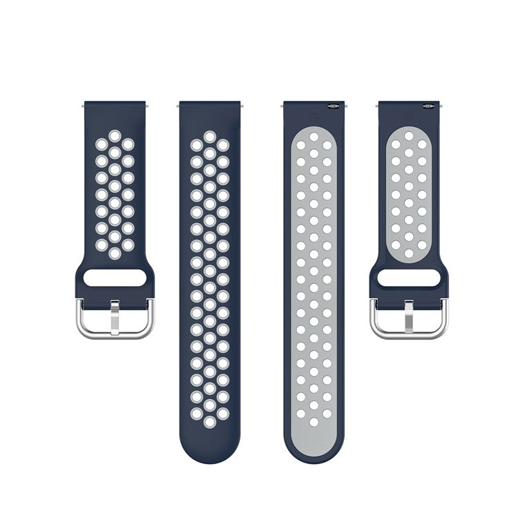 Dual Color Metal Buckle Adjustable Silicone Watch Band Strap 22mm for Huawei Watch 3/Watch 3 Pro - Midnight Blue/Grey
