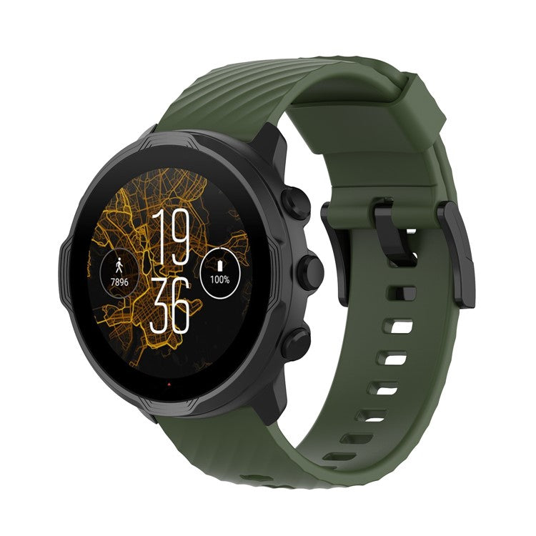 24mm Soft Silicone Replacement Accessory Watch Band Wrist Strap for Suunto Spartan Sport / Spartan Sport Wrist HR / Suunto 9 / 9 Baro / Suunto 7 / Suunto D5 - Amy Green