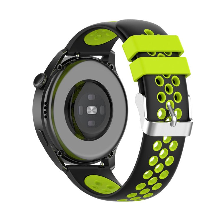 Dual Color Silicone Adjustable Watch Band Strap Replacement 22mm for Huawei Watch 3/Watch 3 Pro - Black/Green