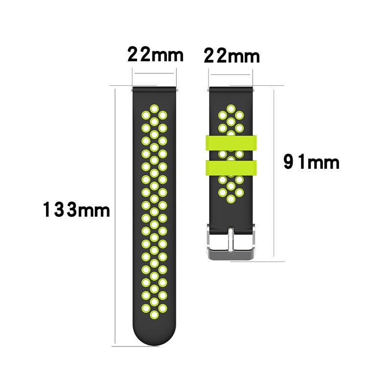 Dual Color Silicone Adjustable Watch Band Strap Replacement 22mm for Huawei Watch 3/Watch 3 Pro - Black/Green