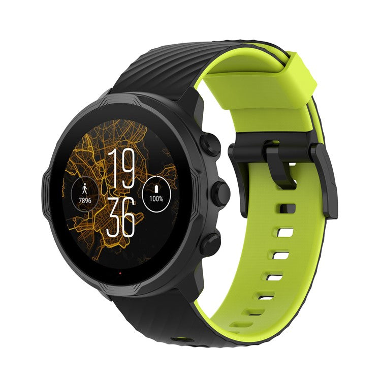 Dual Color 24mm Replacement Silicone Wrist Band Strap for Suunto Spartan Sport / Spartan Sport Wrist HR / Suunto 9 / 9 Baro / Suunto 7 / Suunto D5 - Black/Lime