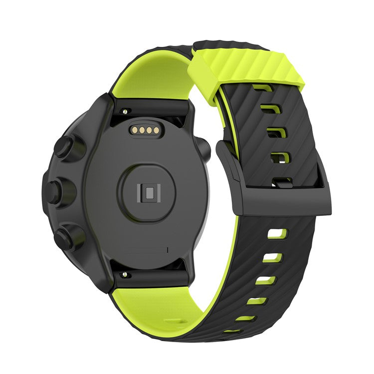 Dual Color 24mm Replacement Silicone Wrist Band Strap for Suunto Spartan Sport / Spartan Sport Wrist HR / Suunto 9 / 9 Baro / Suunto 7 / Suunto D5 - Black/Lime