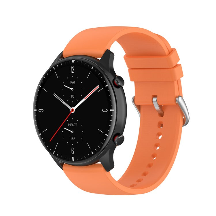 22mm Soft Silicone Quick Release Easy Change Wristbands Replacement Watch Bands for Huami Amazfit GTR 2e / Amazfit GTR 2 / Amazfit 3 Strato S / YAMAY SW022 - Orange/Silver Buckle
