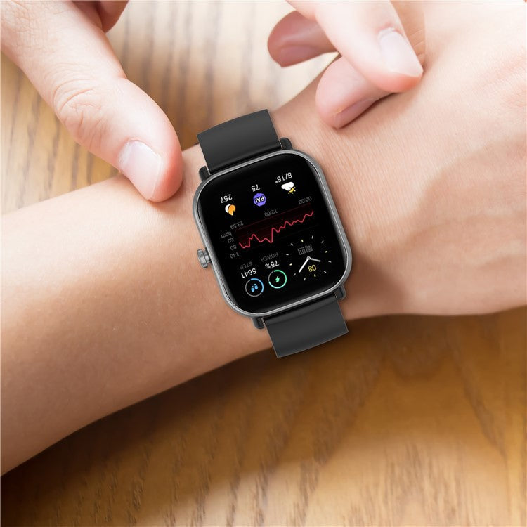 20mm Silicone Watch Band Wrist Straps for Huami Amazfit GTR 2 / Amazfit Pop Pro / Amazfit BIP - Black / Black Buckle