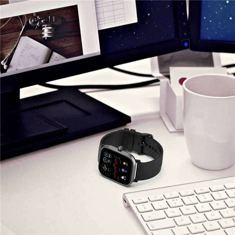 20mm Silicone Watch Band Wrist Straps for Huami Amazfit GTR 2 / Amazfit Pop Pro / Amazfit BIP - Black / Black Buckle