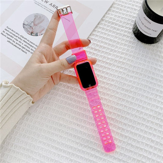 Clear TPU Adjustable Watch Band Replacement Strap for Huawei Band 6 / Honor Band 6 - Transparent Rose Red
