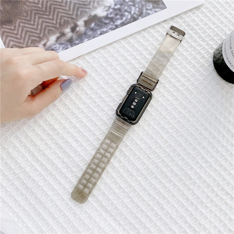 Clear TPU Adjustable Watch Band Replacement Strap for Huawei Band 6 / Honor Band 6 - Transparent Rose Red