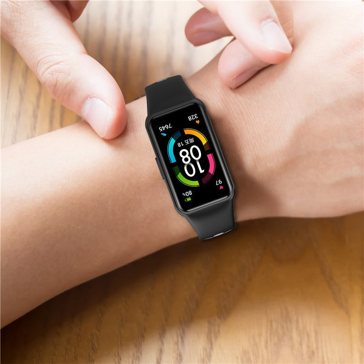 Dual Color Silicone Watch Band Wrist Strap for Huawei Band 6/Honor Band 6 - Cyan/White