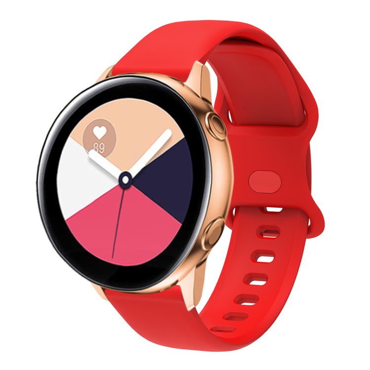 20mm Universal Silicone Watchband Strap Replacement for Samsung Galaxy Watch Active/Active2 40mm/Watch 42mm/Huami Amazfit GTR (42mm)/Garmin vivoactive 3/Huawei Watch GT2 (42mm) - Red