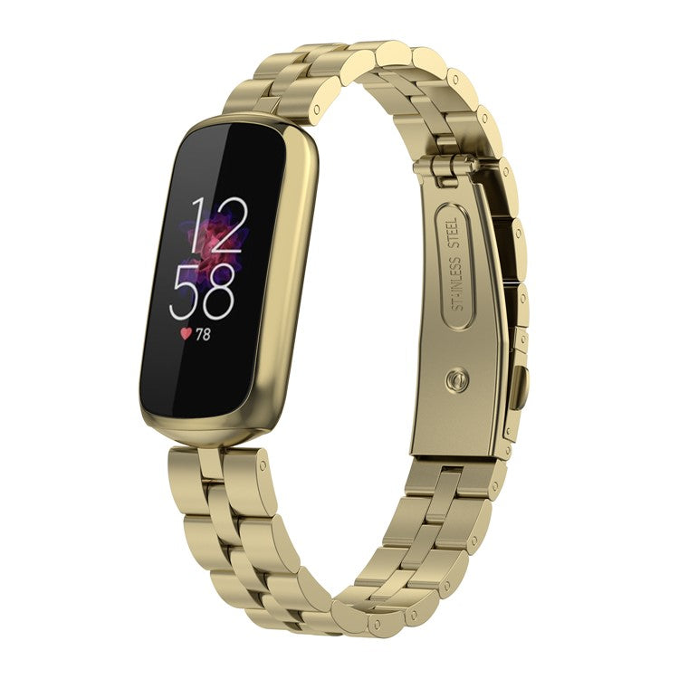 Stainless Steel Watch Band 3 Beads Accurate Cutting Process Replacement Bracelet Wristband for Fitbit Luxe / Special Edition - Gold