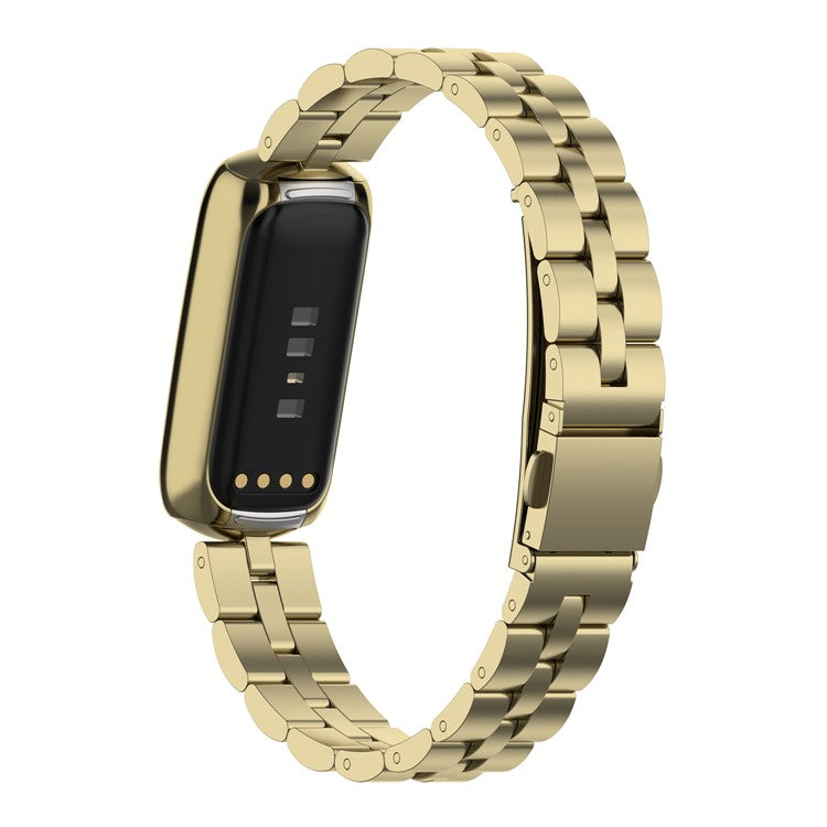 Stainless Steel Watch Band 3 Beads Accurate Cutting Process Replacement Bracelet Wristband for Fitbit Luxe / Special Edition - Gold