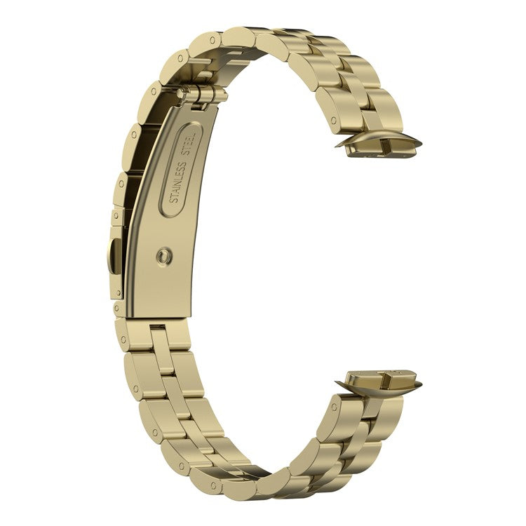 Stainless Steel Watch Band 3 Beads Accurate Cutting Process Replacement Bracelet Wristband for Fitbit Luxe / Special Edition - Gold