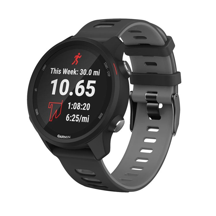 Dual Color Adjustable Soft Silicone Watch Band Strap 20mm for Samsung Galaxy Watch4 Classic 46mm 42mm/Galaxy Watch4 44mm 40mm/Garmin vivoactive 3/venu - Black / Grey