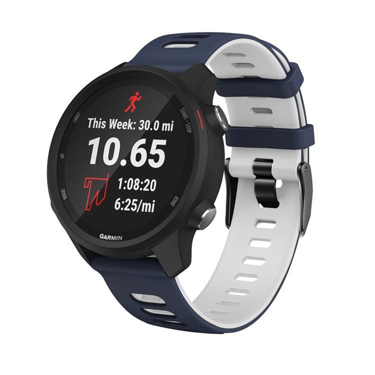 Dual Color 22mm Width Silicone Watch Band Replacement Quick Release Rubber Strap for Garmin Vivoactive 4 / Venu 2 / Huawei Watch 3 - Blue/White
