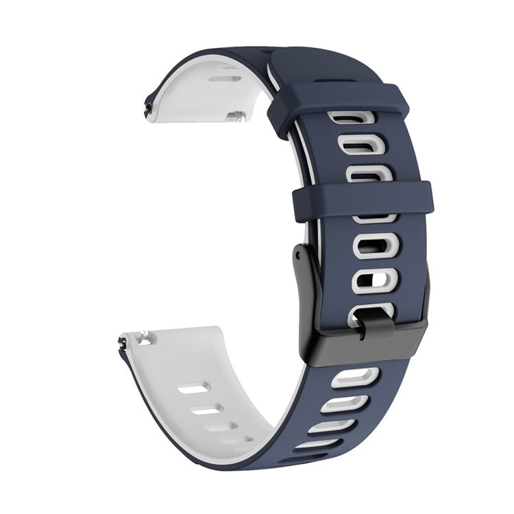Dual Color 22mm Width Silicone Watch Band Replacement Quick Release Rubber Strap for Garmin Vivoactive 4 / Venu 2 / Huawei Watch 3 - Blue/White