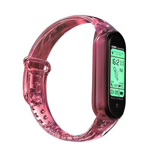 Color Changing Soft TPU Smart Watch Band Strap Replacement for Xiaomi Mi Band 3/4 - Red