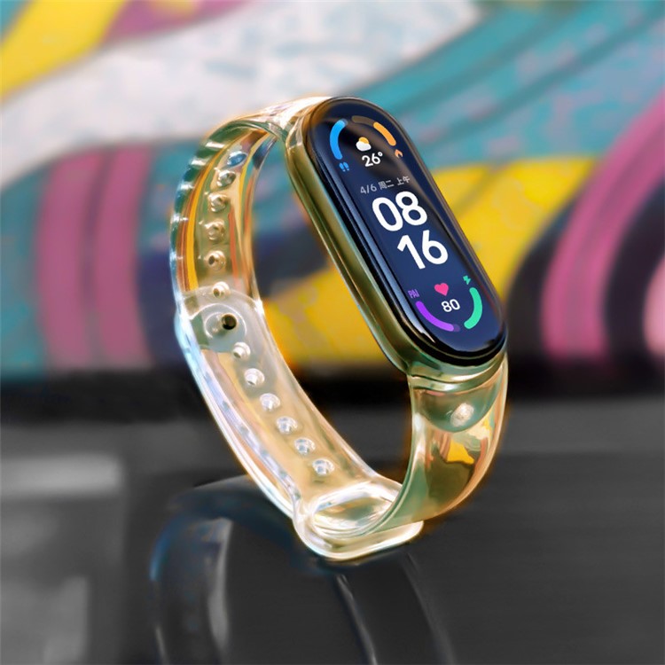 Color Changing Soft TPU Smart Watch Band Strap Replacement for Xiaomi Mi Band 3/4 - Lime