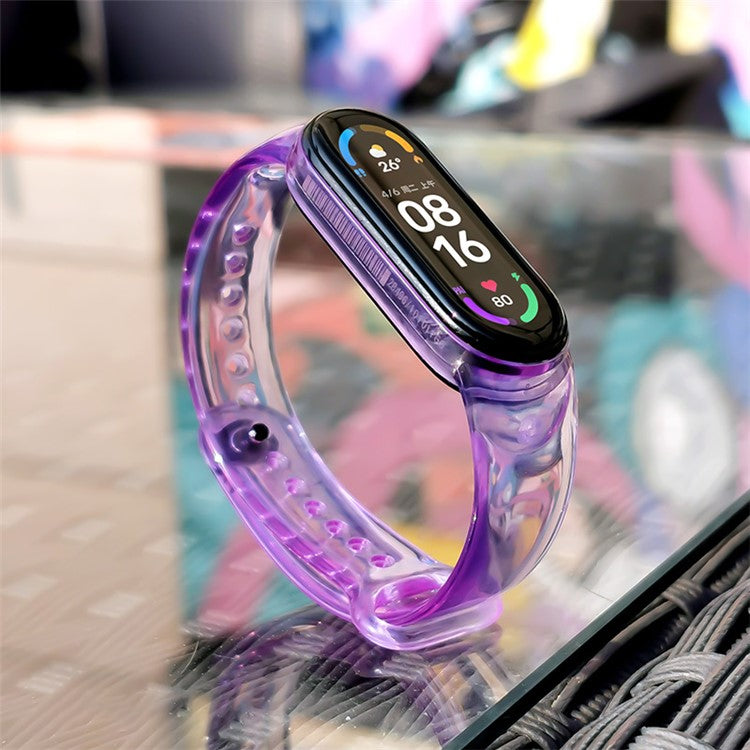 Color Changing Soft TPU Smart Watch Band Strap Replacement for Xiaomi Mi Band 3/4 - Purple