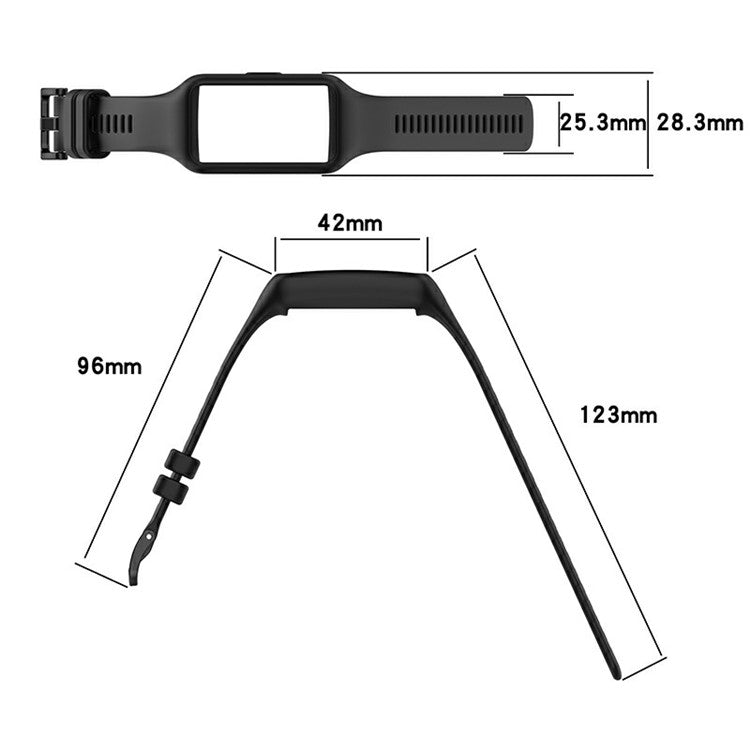 Integrated Soft Silicone Watchband Bracelet Wrist Strap Replacement for Huawei Band 6/Band 7/Honor Band 6 - Red
