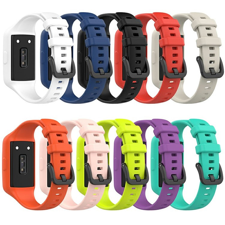 Integrated Soft Silicone Watchband Bracelet Wrist Strap Replacement for Huawei Band 6/Band 7/Honor Band 6 - Red
