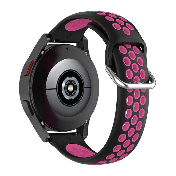 20mm Silicone Sports Watchband Wrist Strap for Samsung Galaxy Watch6 40mm 44mm / Watch6 Classic 43mm 47mm / Watch 5 40mm 44mm / 5 Pro 45mm / Watch4 40mm 44mm - Black / Rose