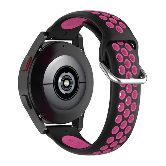 20mm Silicone Sports Watchband Wrist Strap for Samsung Galaxy Watch6 40mm 44mm / Watch6 Classic 43mm 47mm / Watch 5 40mm 44mm / 5 Pro 45mm / Watch4 40mm 44mm - Black / Rose