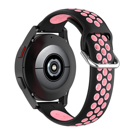 20mm Silicone Sports Watchband Wrist Strap for Samsung Galaxy Watch6 40mm 44mm / Watch6 Classic 43mm 47mm / Watch 5 40mm 44mm / 5 Pro 45mm / Watch4 40mm 44mm - Black / Pink