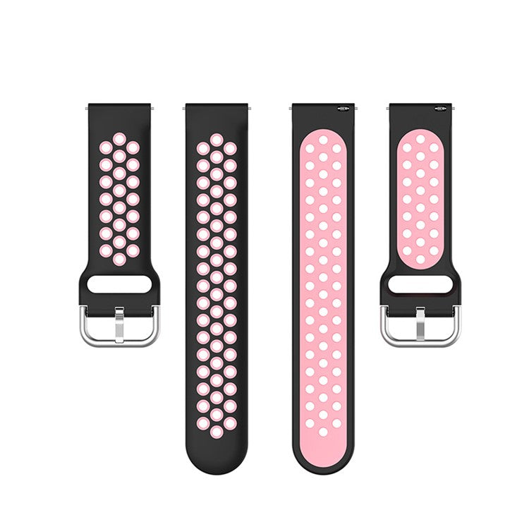 20mm Silicone Sports Watchband Wrist Strap for Samsung Galaxy Watch6 40mm 44mm / Watch6 Classic 43mm 47mm / Watch 5 40mm 44mm / 5 Pro 45mm / Watch4 40mm 44mm - Black / Pink