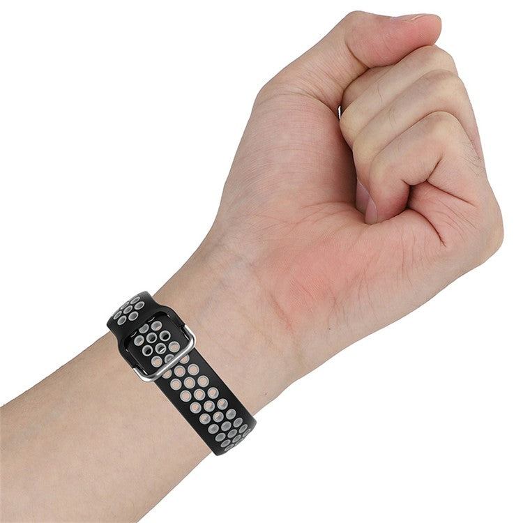 20mm Silicone Sports Watchband Wrist Strap for Samsung Galaxy Watch6 40mm 44mm / Watch6 Classic 43mm 47mm / Watch 5 40mm 44mm / 5 Pro 45mm / Watch4 40mm 44mm - Black / Pink