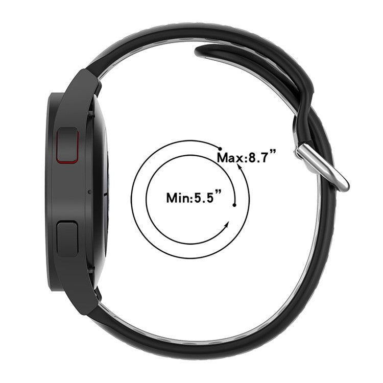 20mm Dual Color Silicone Watchband Strap for Samsung Galaxy Watch6 40mm 44mm / Watch6 Classic 43mm 47mm / Watch 5 40mm 44mm / 5 Pro 45mm / Watch4 40mm 44mm - Light Pink / Teal