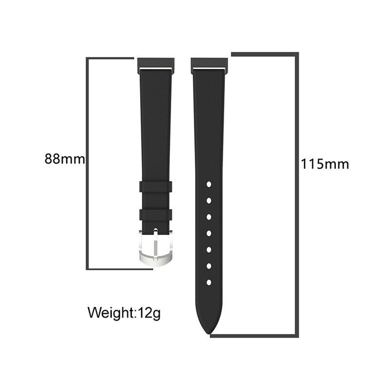 Genuine Leather Replacement Watch Band Adjustable Wrist Strap for Fitbit Luxe - Black