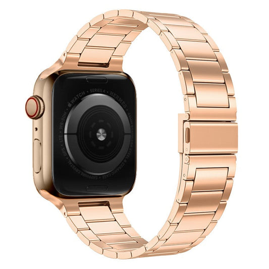 Ultrathin Stainless Steel Watch Band Strap for Apple Watch Series 10 46mm / Ultra 2 Ultra 49mm / 9 8 7 45mm / SE (2023) SE (2022) SE 6 5 4 44mm / 3 2 1 42mm - Rose Gold